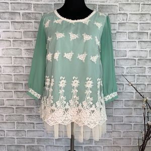 A’reve Puff Half Sleeve With Chiffon Bottom Top